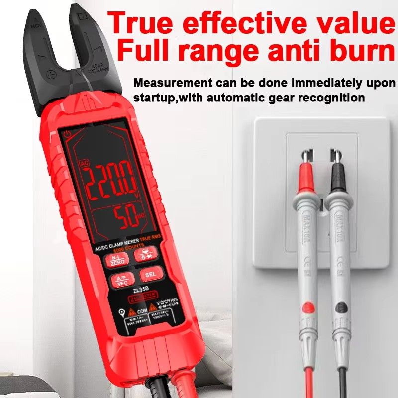 Ampere Digital ZL35B Rechargeable Clamp Multimeter High Precision Portable Ammeter Resistance Temperature Frequency 200A