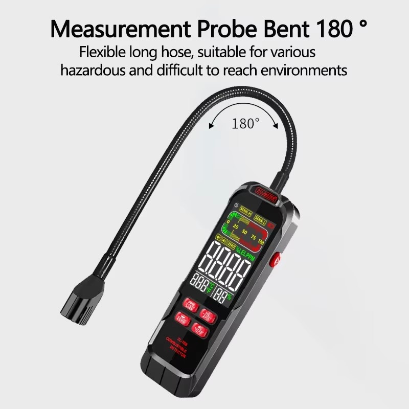 Portable Gas Leak Detector LED Display Sound Screen Alarm EX Certificate Detects Combustible Flammable Natural Methane CO Gas
