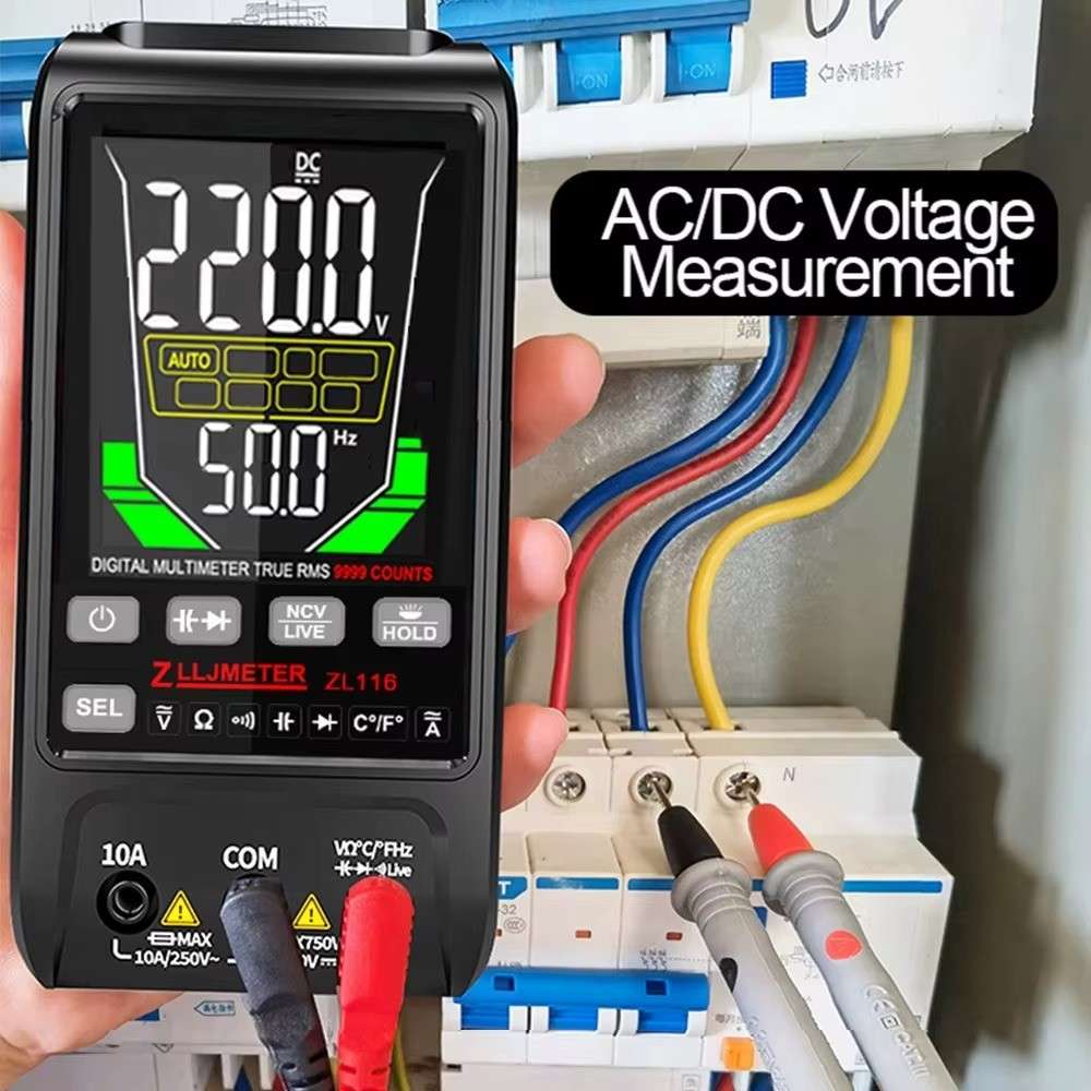 USB-Charge Digital Multimeter Large LCD Screen 9999 AC/DC Current Voltage Auto Range True RMS Capacitance Temp Ohm Measurements