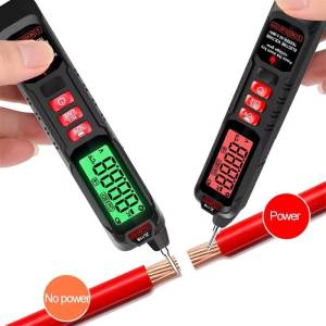 Smart Rechargeable AC 12-300V Non-Contact Voltage Tester Pen with 500mA Current Indicator and Backlight