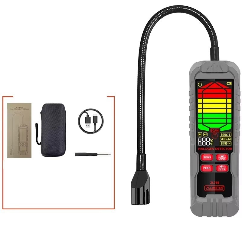 ZLLJMETER ZL78A Refrigerant Gas Leak Detector 0-1000PPM Air Conditioning HVAC Systems USB Rechargeable Diffusion Type Gases